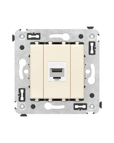 Розетка RJ-45 в стену, кат.5E, Avanti, одинарная, ванильная дымка (4405663). Розетка компьютерная. ДКС в Костроме