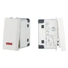 Переключатель с двух мест, с индикатором 45х22,5мм, белый LK45 (850404-1). Переключатель с двух мест (схема 6L). Экопласт