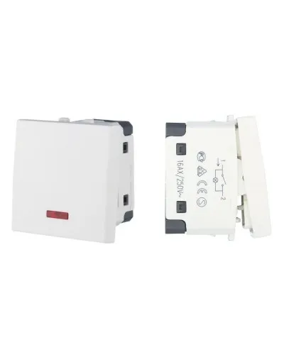 Выключатель с индикатором 45х45мм 16 A, 250 B, белый LK45 (850904). Выключатель. Экопласт в Костроме