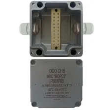 МКС Мороз, 2ВК, с датчиком вскрытия корпуса (тампером), IP66/IP68, серый. Коробка коммутационная металлическая. Магнито-Контакт